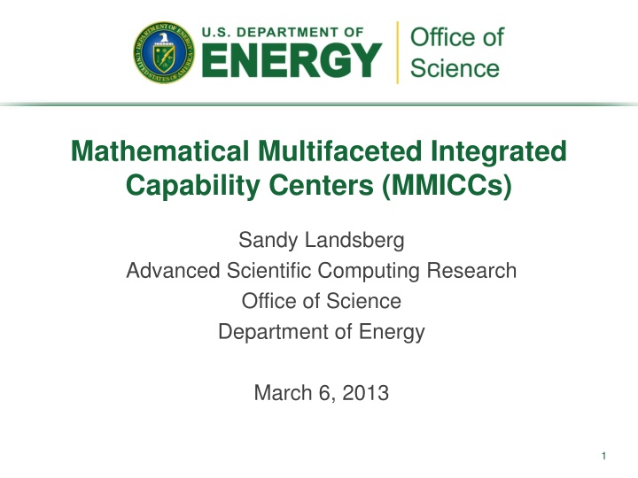Advanced Scientific Computing Research Office of Science Department of Energy