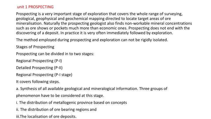 Importance of Mineral Prospecting and Exploration