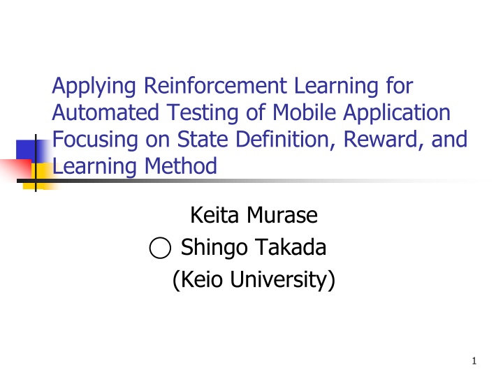 Automated Testing of Mobile Applications Using Reinforcement Learning