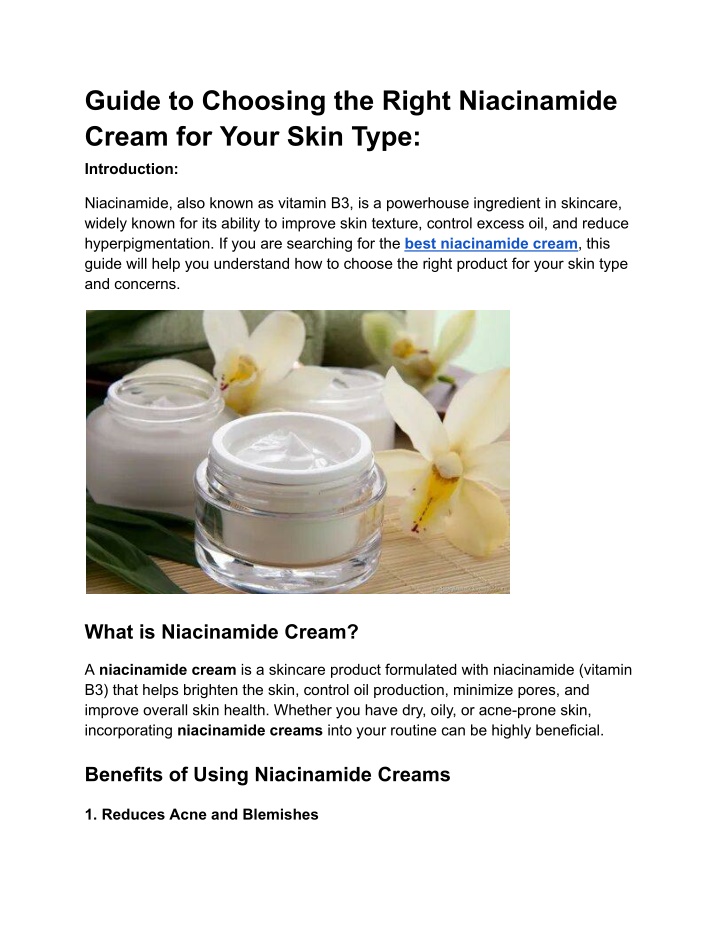 guide to choosing the right niacinamide cream n.w