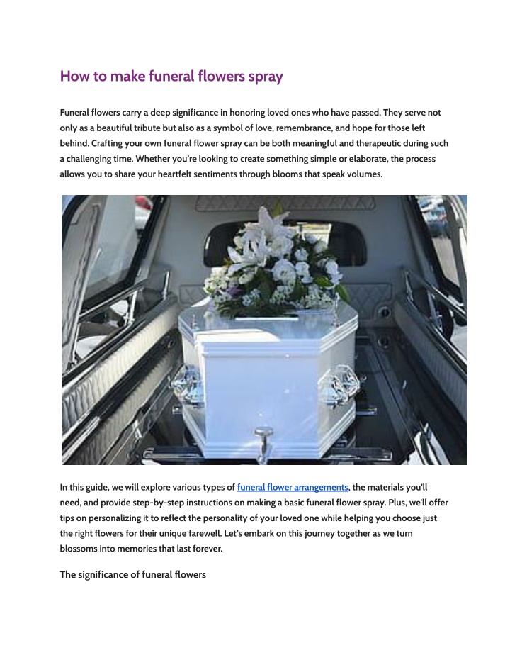 how to make funeral flowers spray n.w