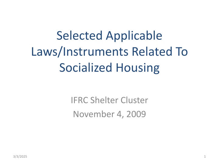 Key Laws on Socialized Housing and Reconstruction Commission