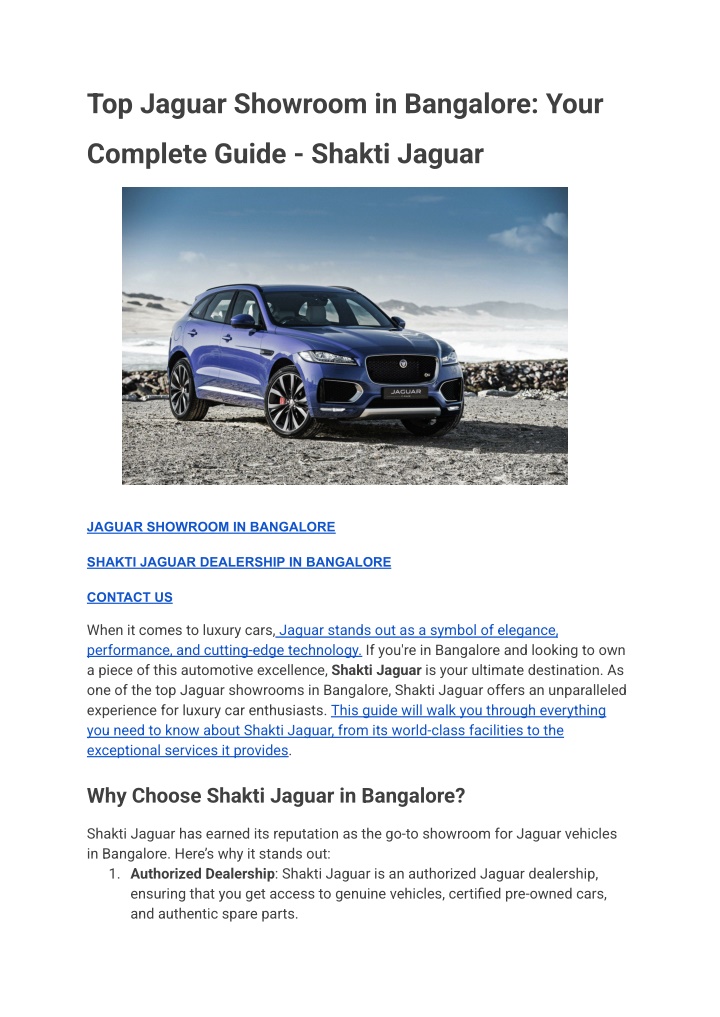 top jaguar showroom in bangalore your n.w