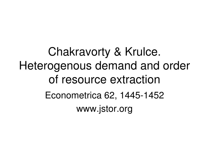 Resource Extraction and Market Dynamics
