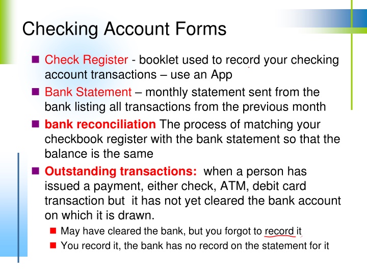 Checking Account Forms