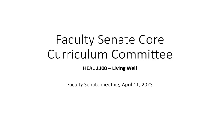 Faculty Senate Core Curriculum Committee