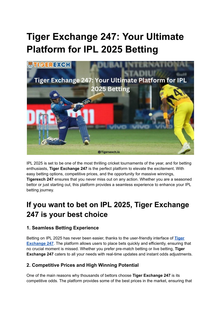 tiger exchange 247 your ultimate platform n.w