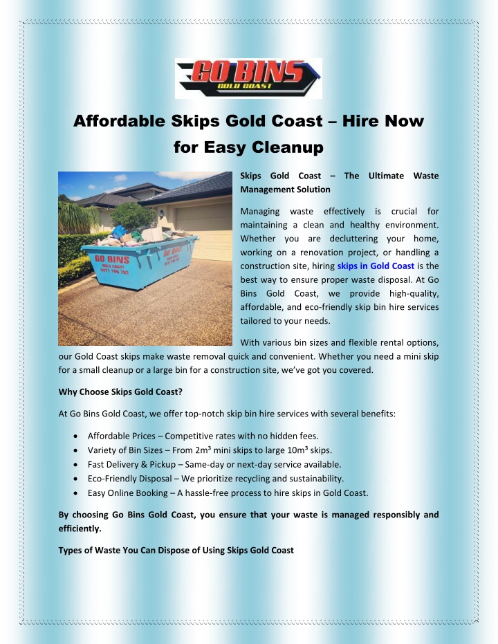 affordable skips gold coast hire now for easy n.w