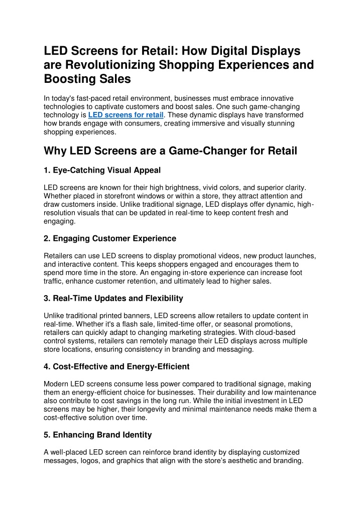 led screens for retail how digital displays n.w