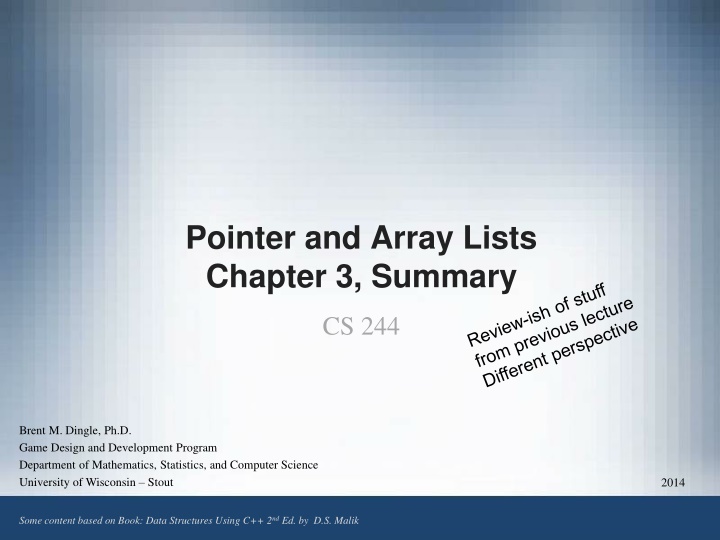 Pointer and Array Lists