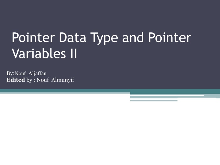 Pointer Data Type and Variables in C++