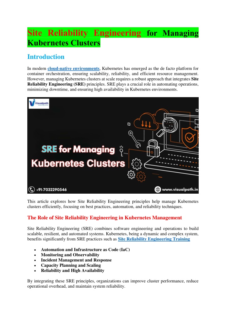 site reliability engineering for managing n.w