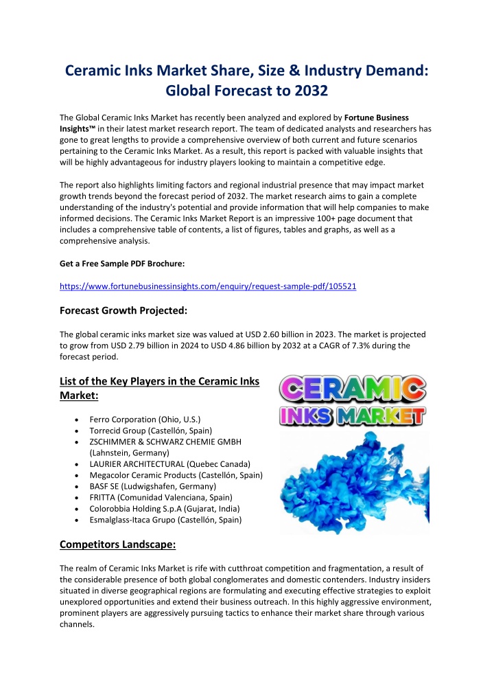 ceramic inks market share size industry demand n.w