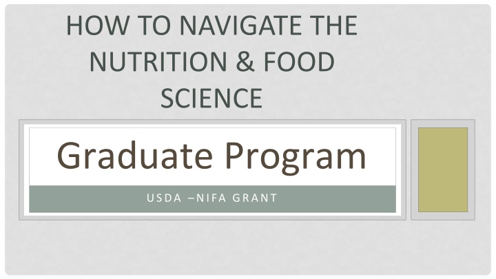 Navigating Nutrition & Food Science Graduate Program with USDA NIFA Grant