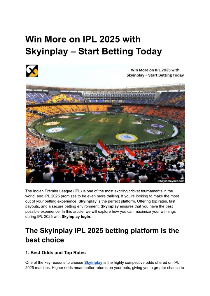 win more on ipl 2025 with skyinplay start betting n.w