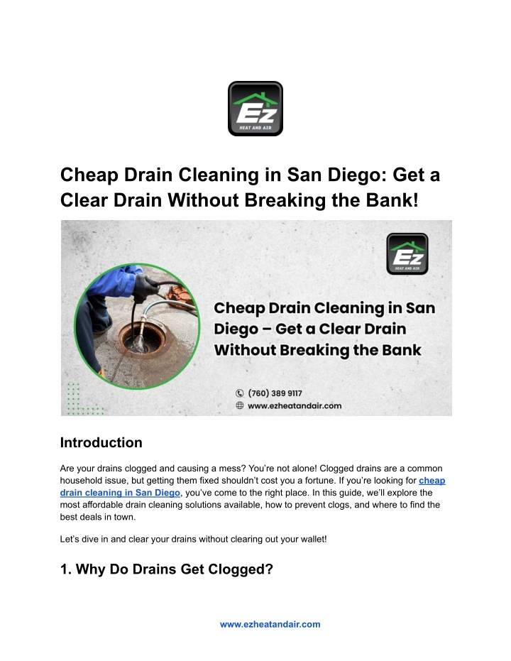 cheap drain cleaning in san diego get a clear n.w