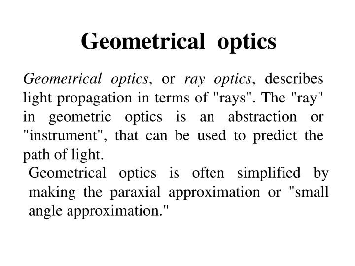 Geometrical Optics