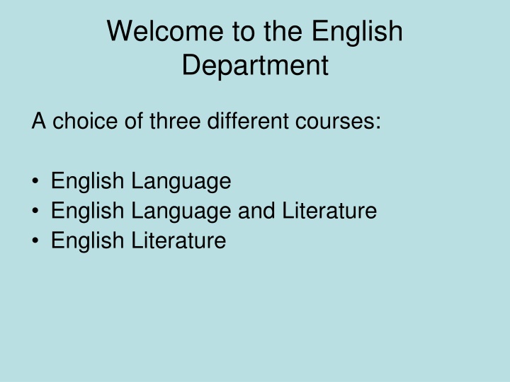 English Department Course Overview