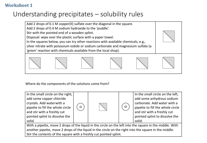 Chemistry Worksheets for Transition Metal Reactions