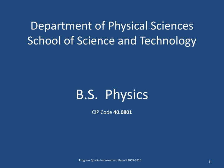 Student-Learning and Program Objectives in Physics Curriculum