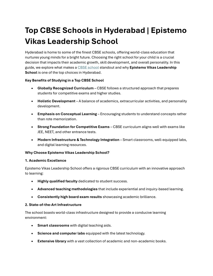 top cbse schools in hyderabad epistemo vikas n.w