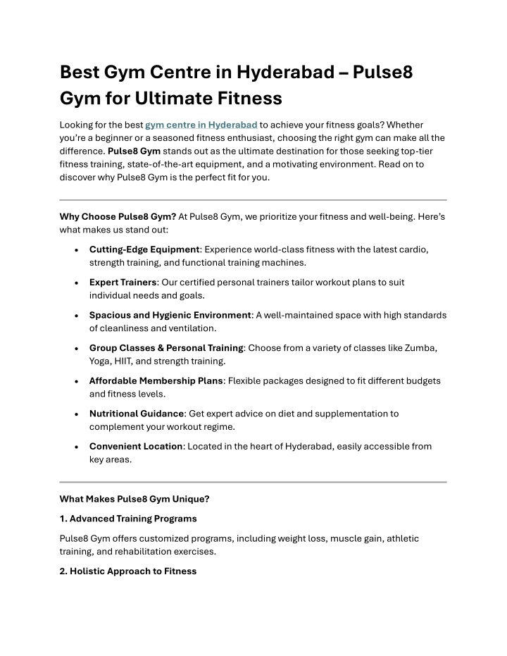 best gym centre in hyderabad pulse8 n.w