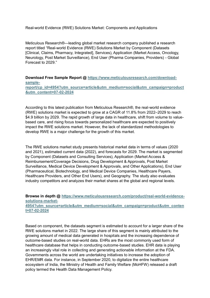 real world evidence rwe solutions market n.w