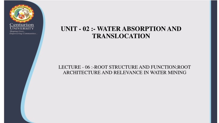 UNIT - 02: - WATER ABSORPTION AND TRANSLOCATION