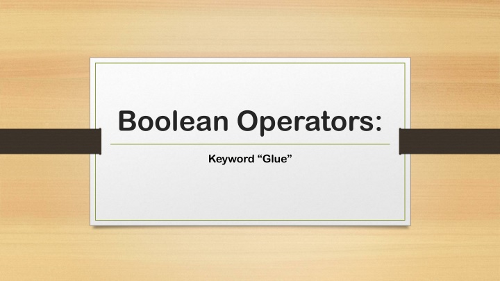 Boolean Operators
