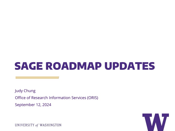 SAGE ROADMAP UPDATES