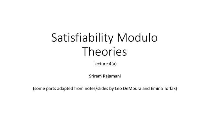 Satisfiability Modulo