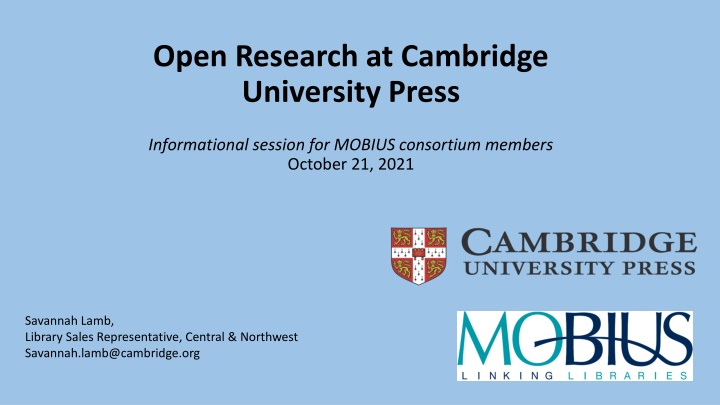 Open Research at Cambridge  University Press