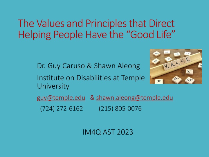 The Values and Principles that Direct Helping People Have the 
