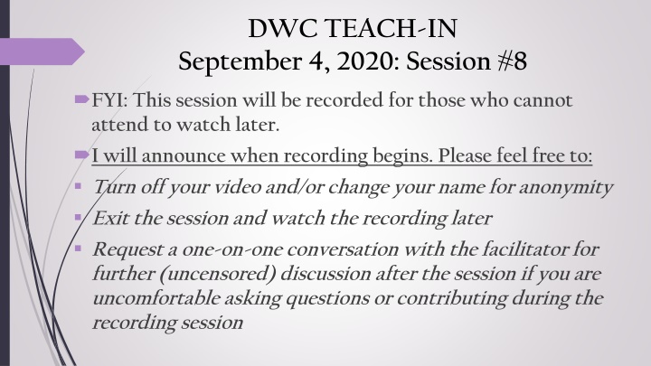 DWC TEACH-IN