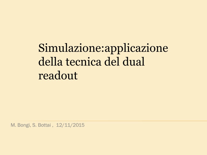 Simulazione Applicazione della Tecnica del Dual Readout