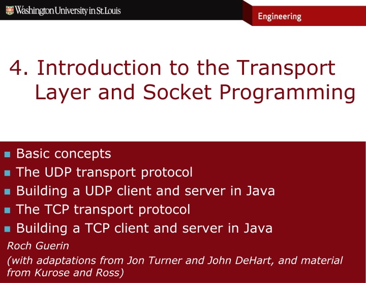 Introduction to the Transport Layer and Socket Programming