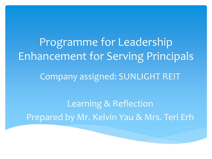 Programme for Leadership  Enhancement for Serving Principals