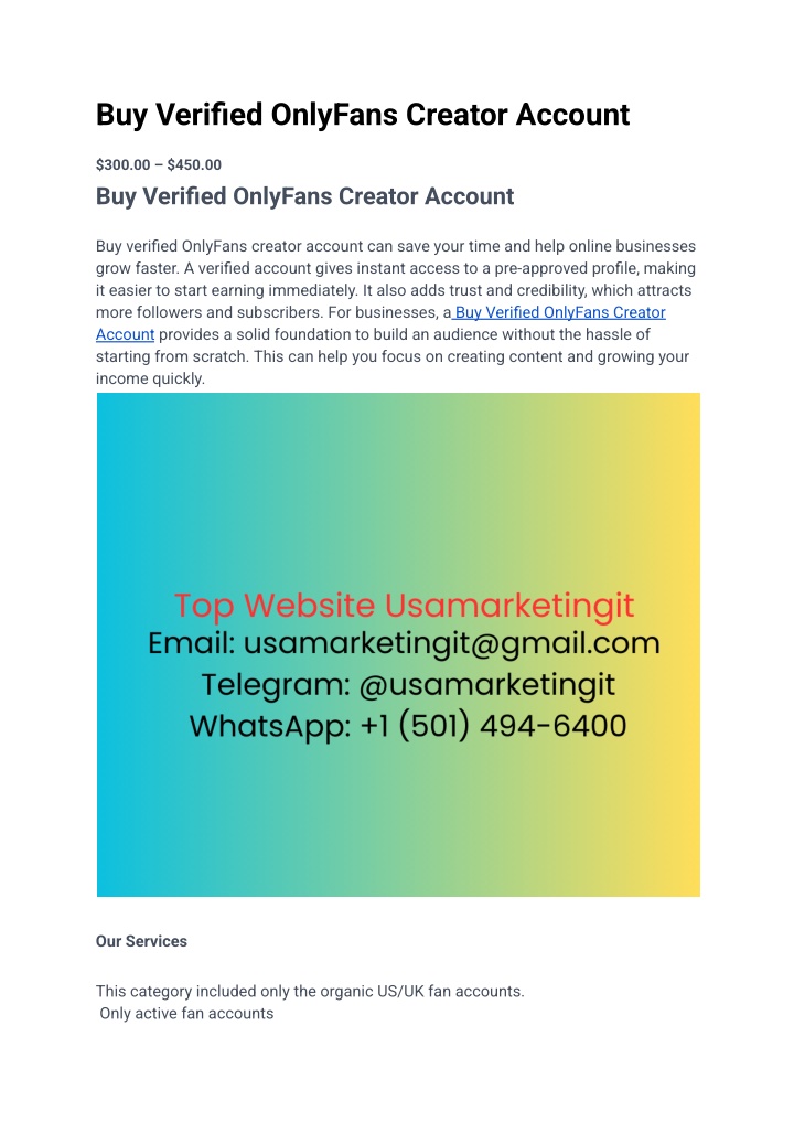 buy verified onlyfans creator account n.w