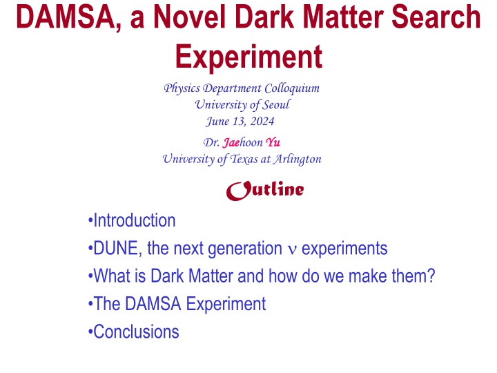 DAMSA Dark Matter Search Experiment
