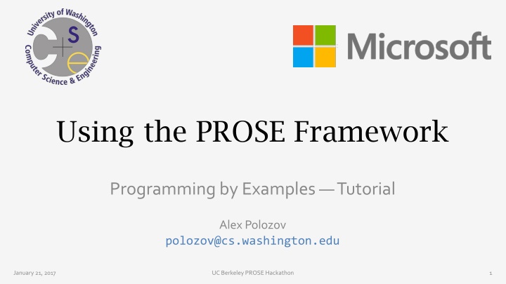 Overview of PROSE Framework for DSL Creation and PBE Applications