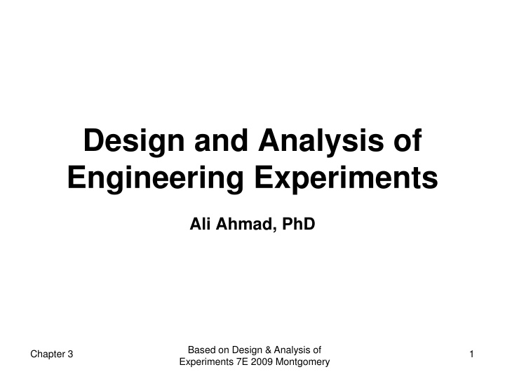 Design and Analysis of Engineering Experiments