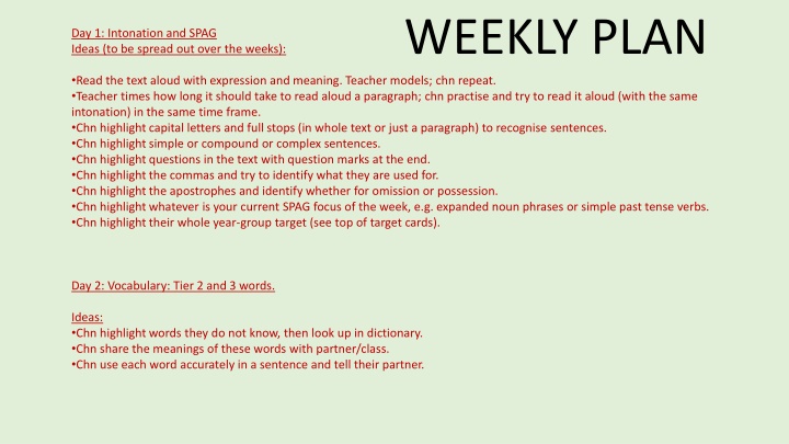 Weekly Reading Activities for Language Development