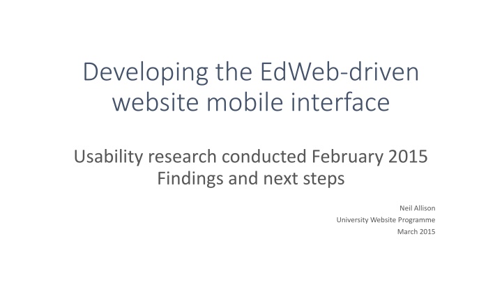 Usability Research on Developing EdWeb-driven Website Mobile Interface