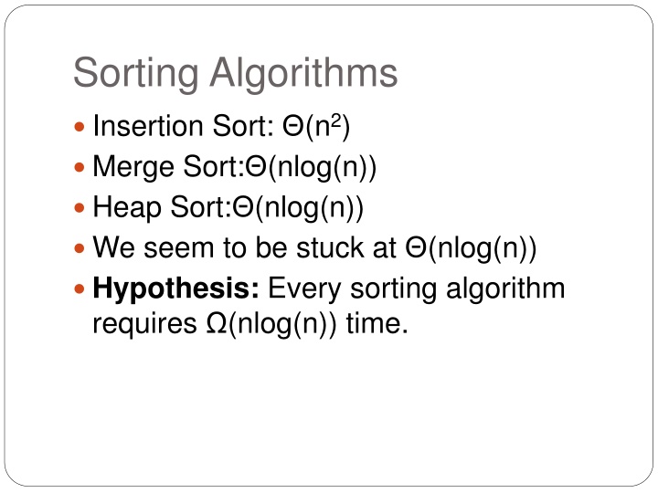 Sorting Algorithms and Lower Bounds