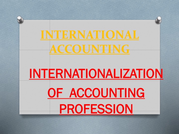Evolution of International Accounting and Professional Bodies