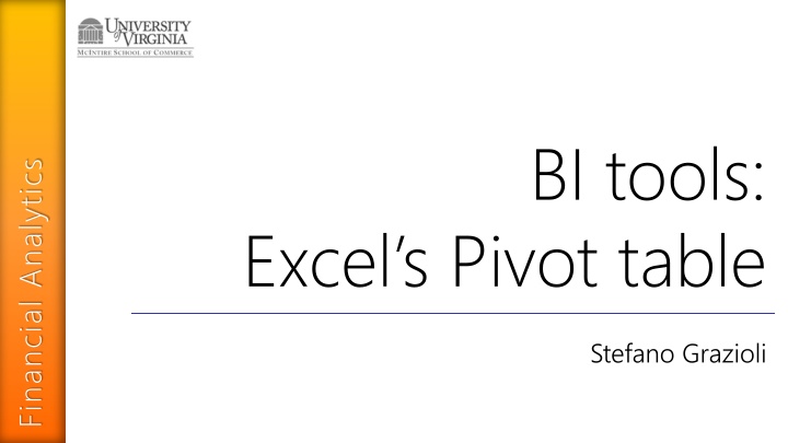 BI Tools for Financial Analytics with Stefano Grazioli