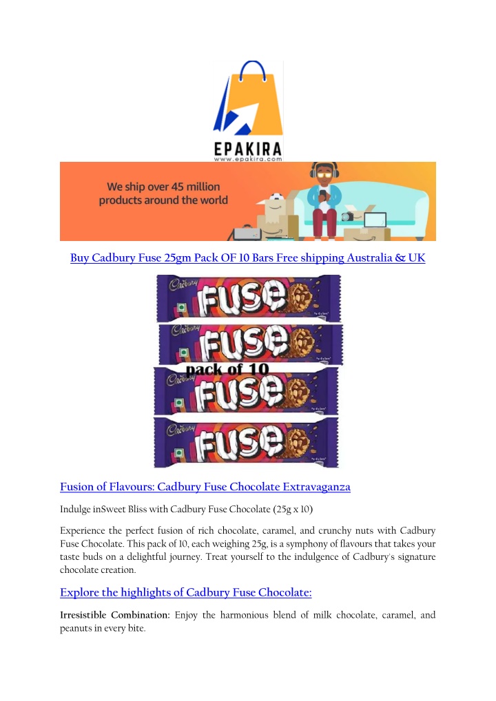 buy cadbury fuse 25gm pack of 10 bars free n.w