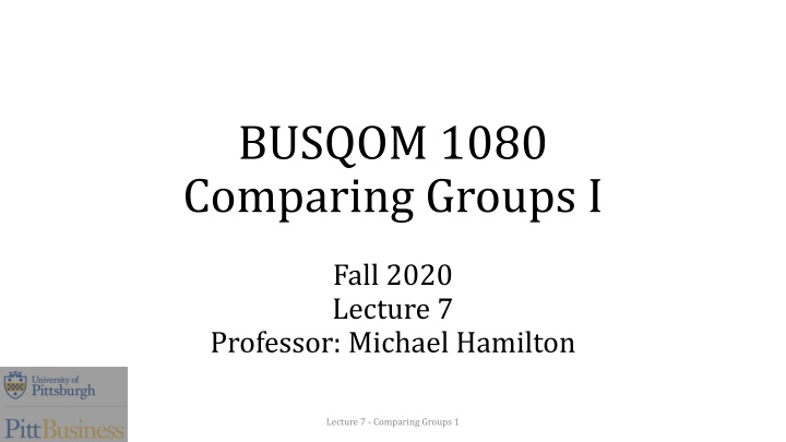Comparing Groups & Summary Plots in Categorical Data Analysis