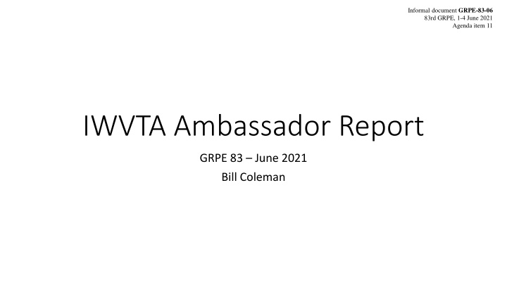 GRPE Meeting Highlights and IWVTA Improvements