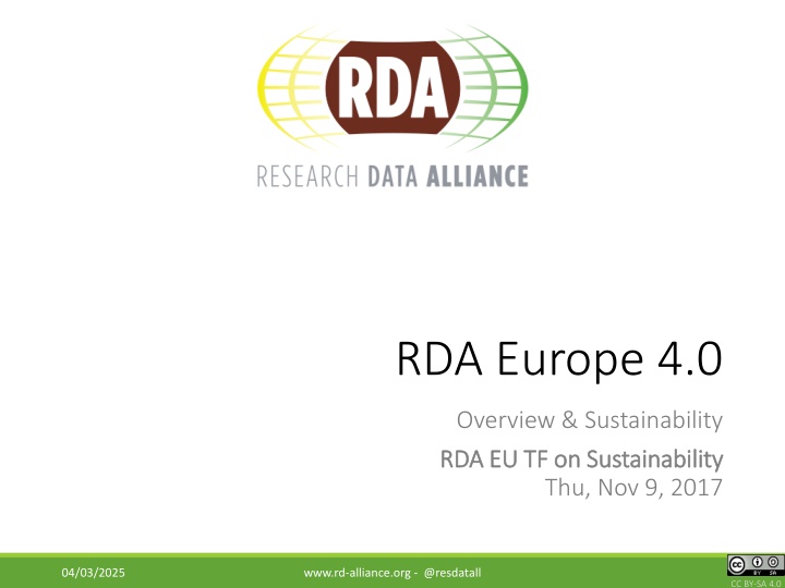RDA Europe 4.0 Overview & Sustainability Model